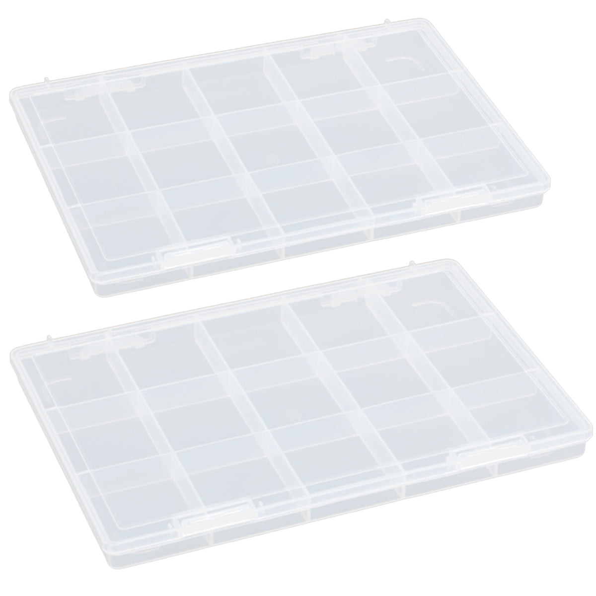 2PACK 15 Grids Clear Plastic Organizer Box, Plastic Compartment Box