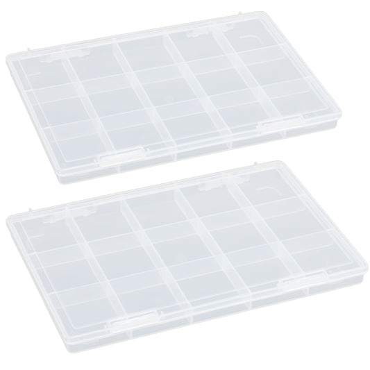 2PACK 15 Grids Clear Plastic Organizer Box, Plastic Compartment Box