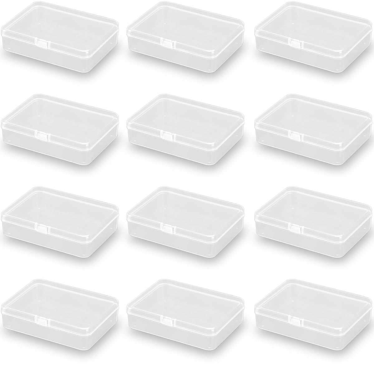 Rectangular Clear Plastic Storage Box Containers (4.45 x 3.31 x 1.14 inch) Pack of 12