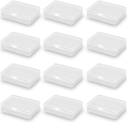 Rectangular Clear Plastic Storage Box Containers (4.45 x 3.31 x 1.14 inch) Pack of 12