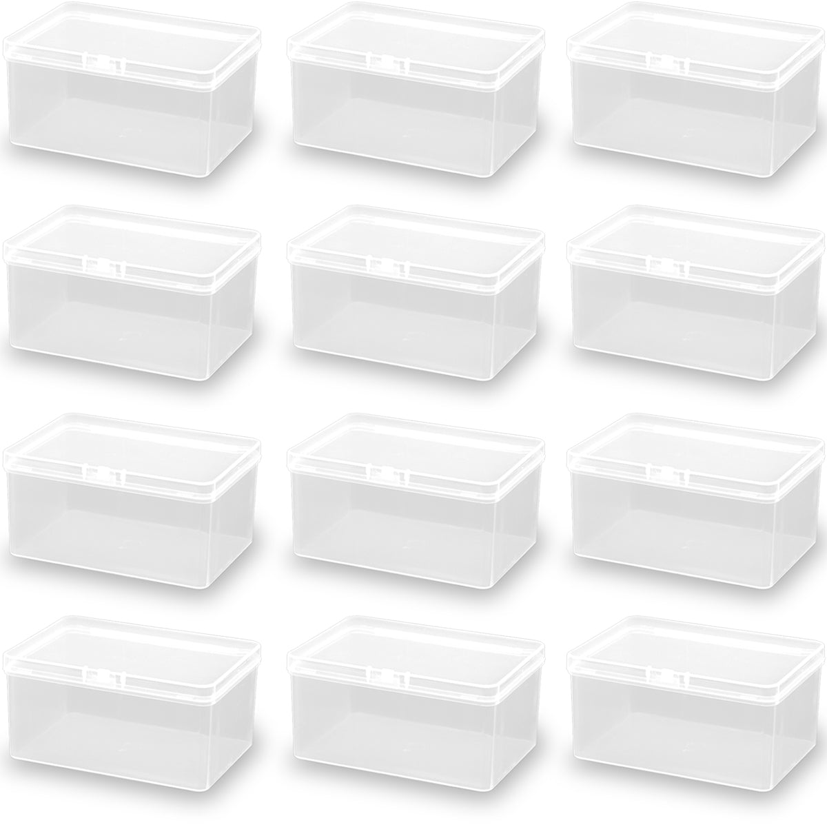 12 Pcs Rectangle Plastic Storage Containers Box (4.49 x 3.11 x 2.28 in)