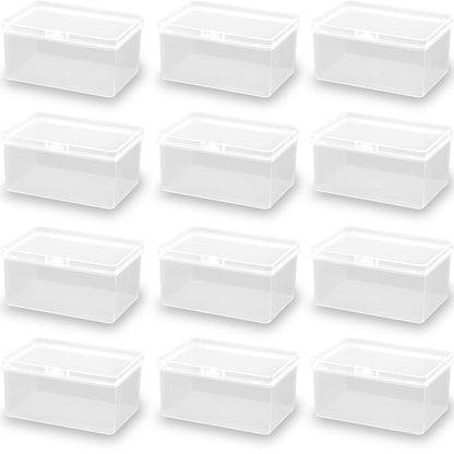 12 Pcs Rectangle Plastic Storage Containers Box (4.49 x 3.11 x 2.28 in)