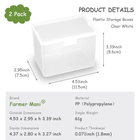 Clear Rectangle Mini Storage Containers Box with Lid (4.53 x 2.95 x 3.39 inch)