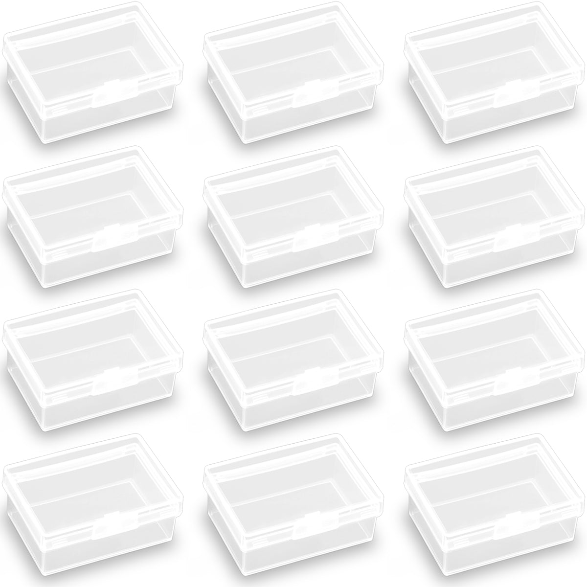 12 PCS Rectangular Clear Plastic Organizer Storage Box Containers (2.25 x 1.54 x 0.95 Inch)