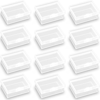 12 PCS Rectangular Clear Plastic Organizer Storage Box Containers (2.25 x 1.54 x 0.95 Inch)