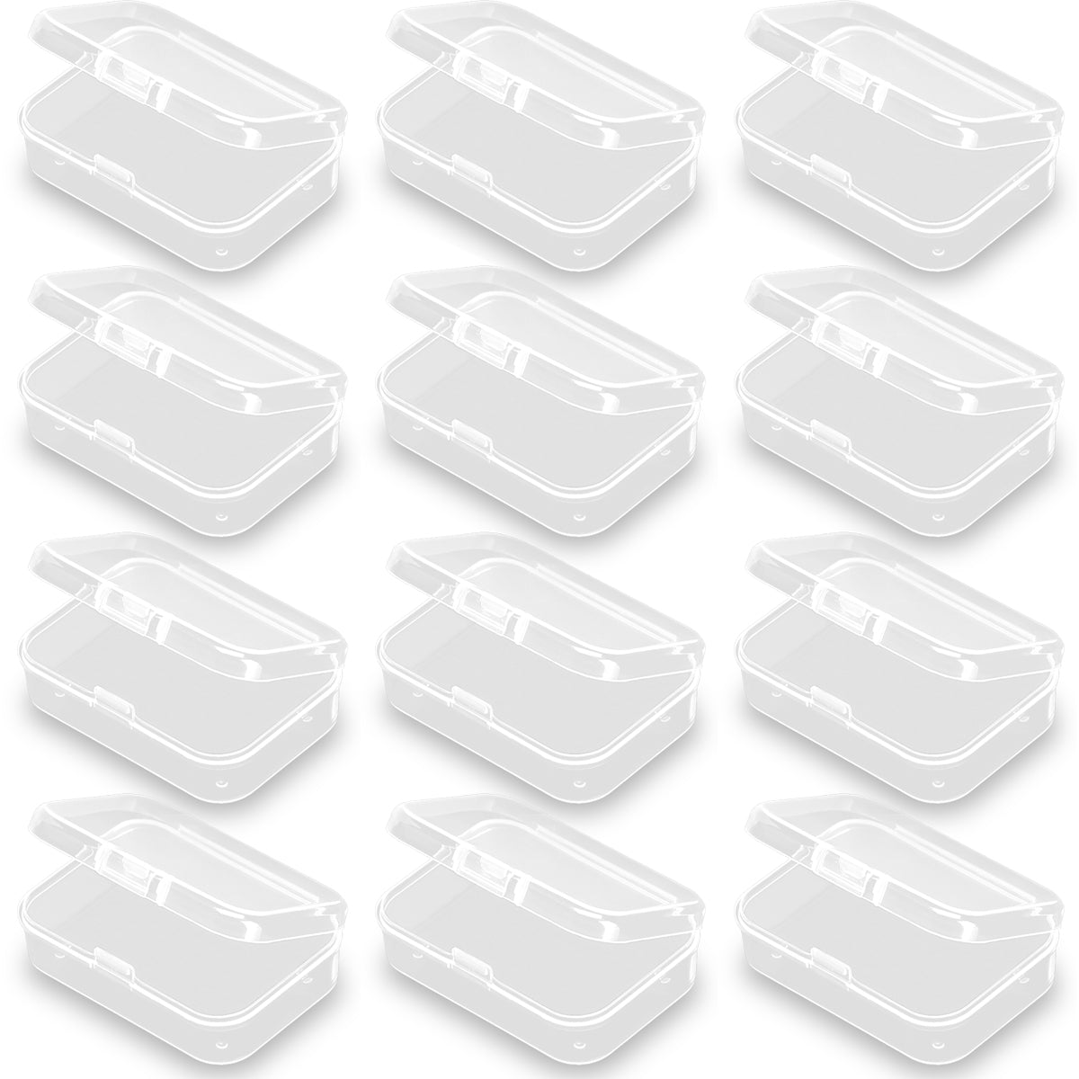 12 Pack Rectangle Plastic Clear Storage Containers Box (2.52 x 1.73 x 0.79 Inch)