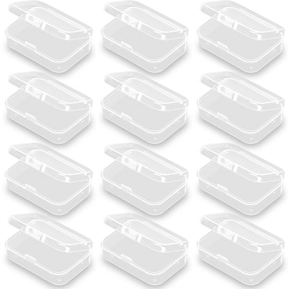 12 Pack Rectangle Plastic Clear Storage Containers Box (2.52 x 1.73 x 0.79 Inch)