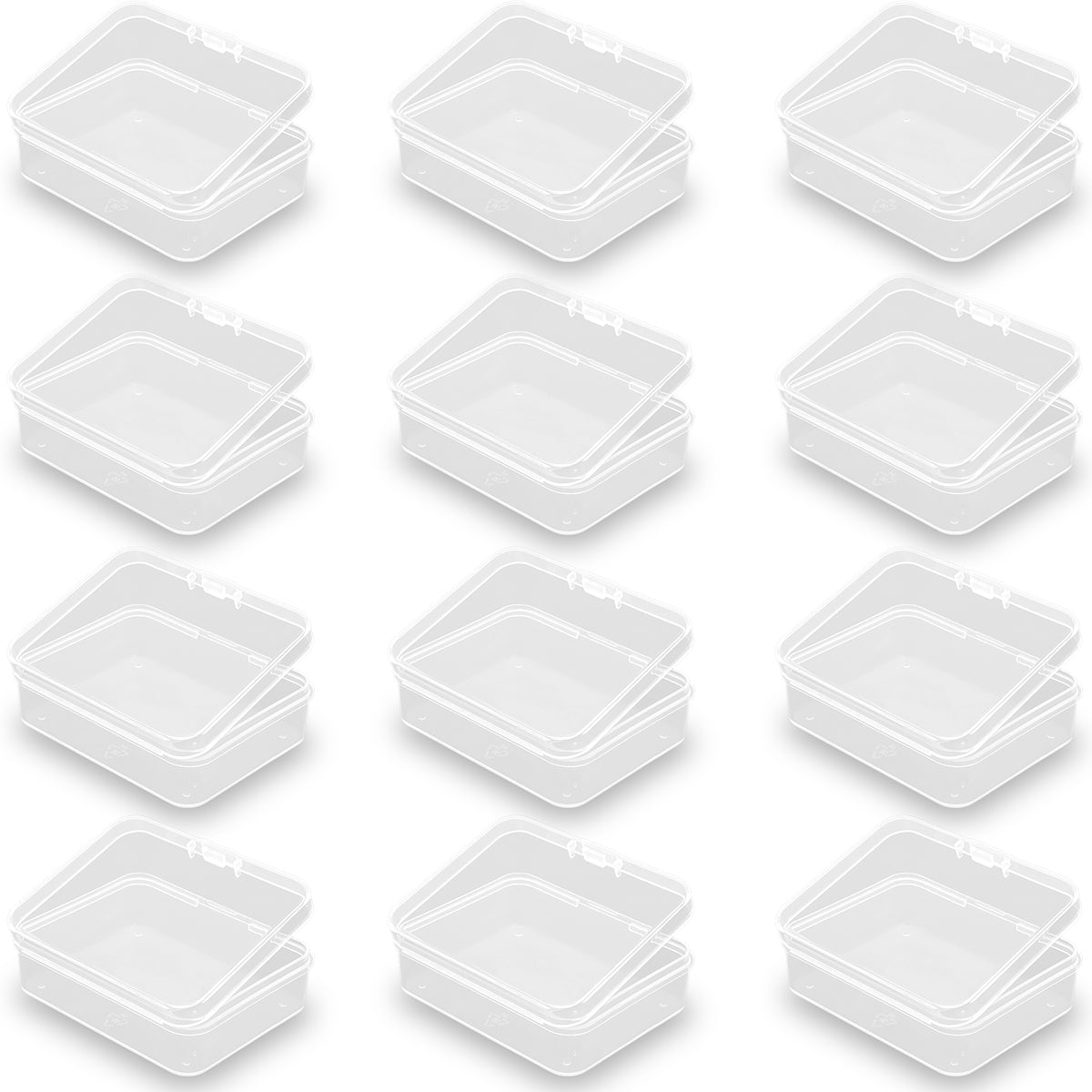 12 Pack Rectangle Small Plastic Containers (2.84 x 2.21 x 0.95 Inch)