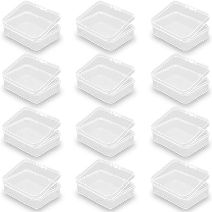 12 Pack Rectangle Small Plastic Containers (2.84 x 2.21 x 0.95 Inch)