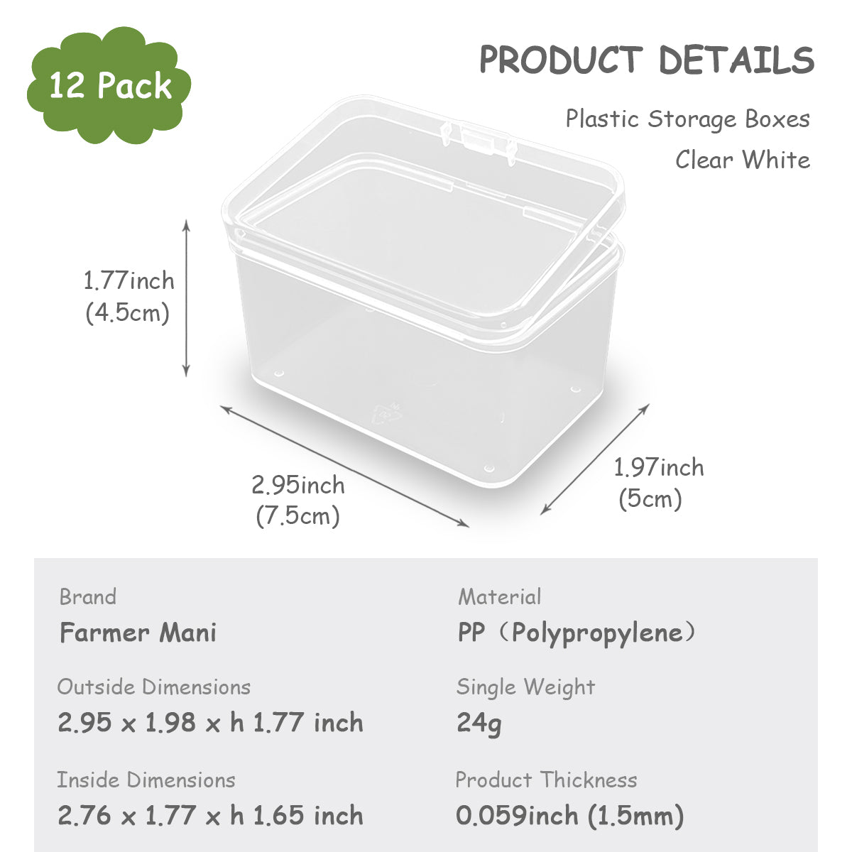 Rectangular Clear Plastic Organizer Storage Box Containers 2.95x1.97x1.77 in