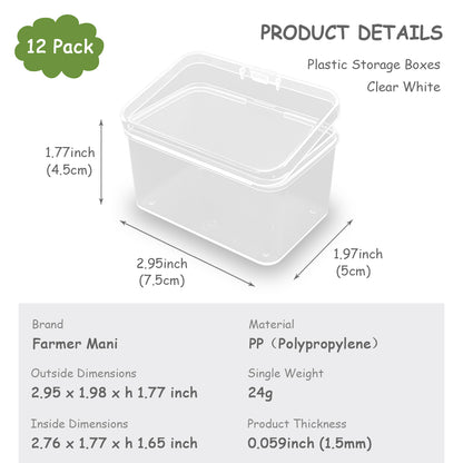 Rectangular Clear Plastic Organizer Storage Box Containers 2.95x1.97x1.77 in