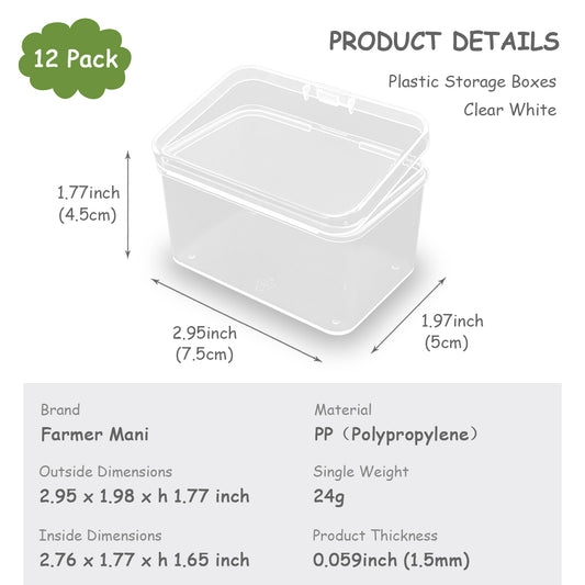 Rectangular Clear Plastic Organizer Storage Box Containers 2.95x1.97x1.77 in