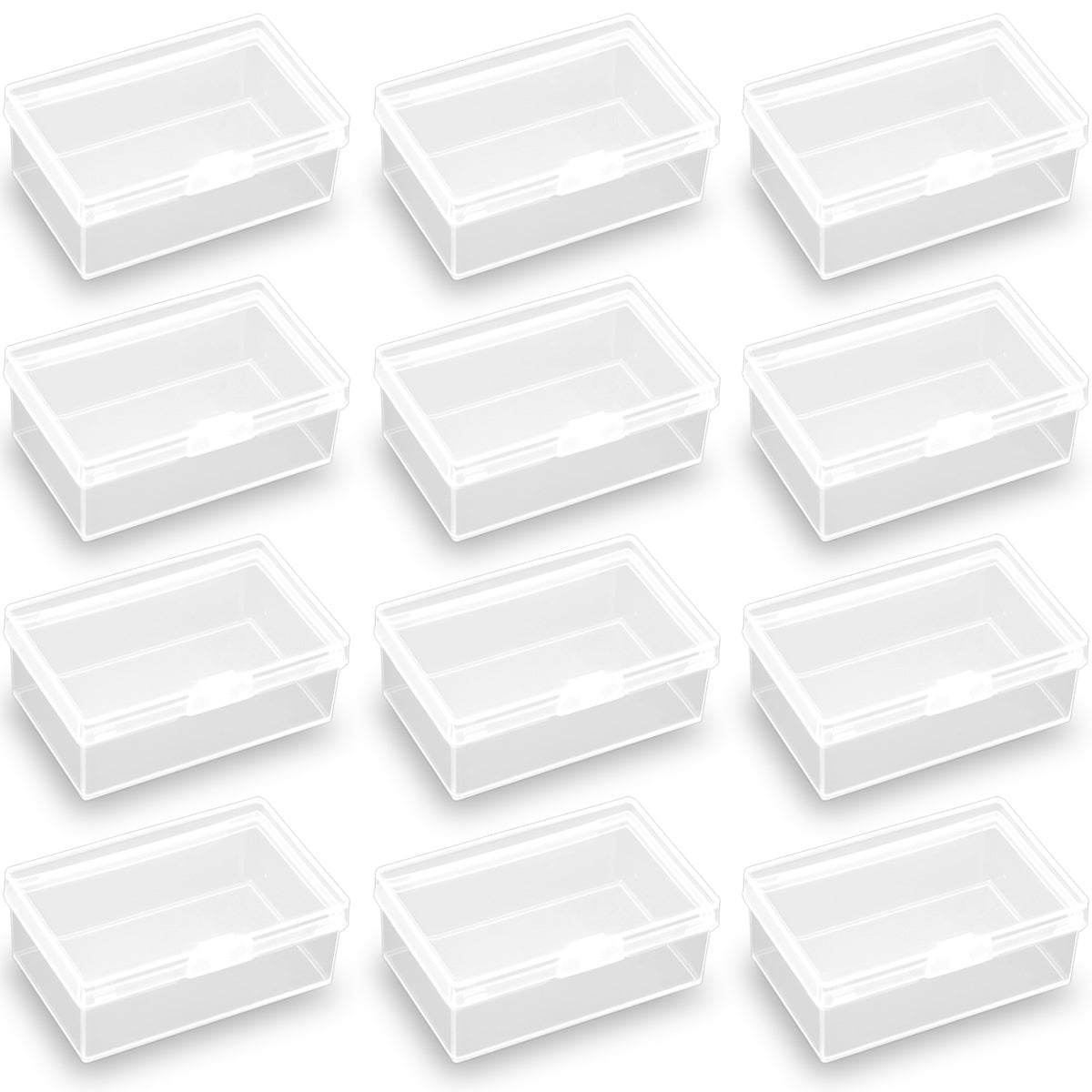 12 Pcs Rectangle Clear Plastic Box Containers (2.99 x 1.85 x1.81 inch)