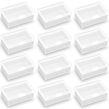 12 Pcs Rectangle Clear Plastic Box Containers (2.99 x 1.85 x1.81 inch)
