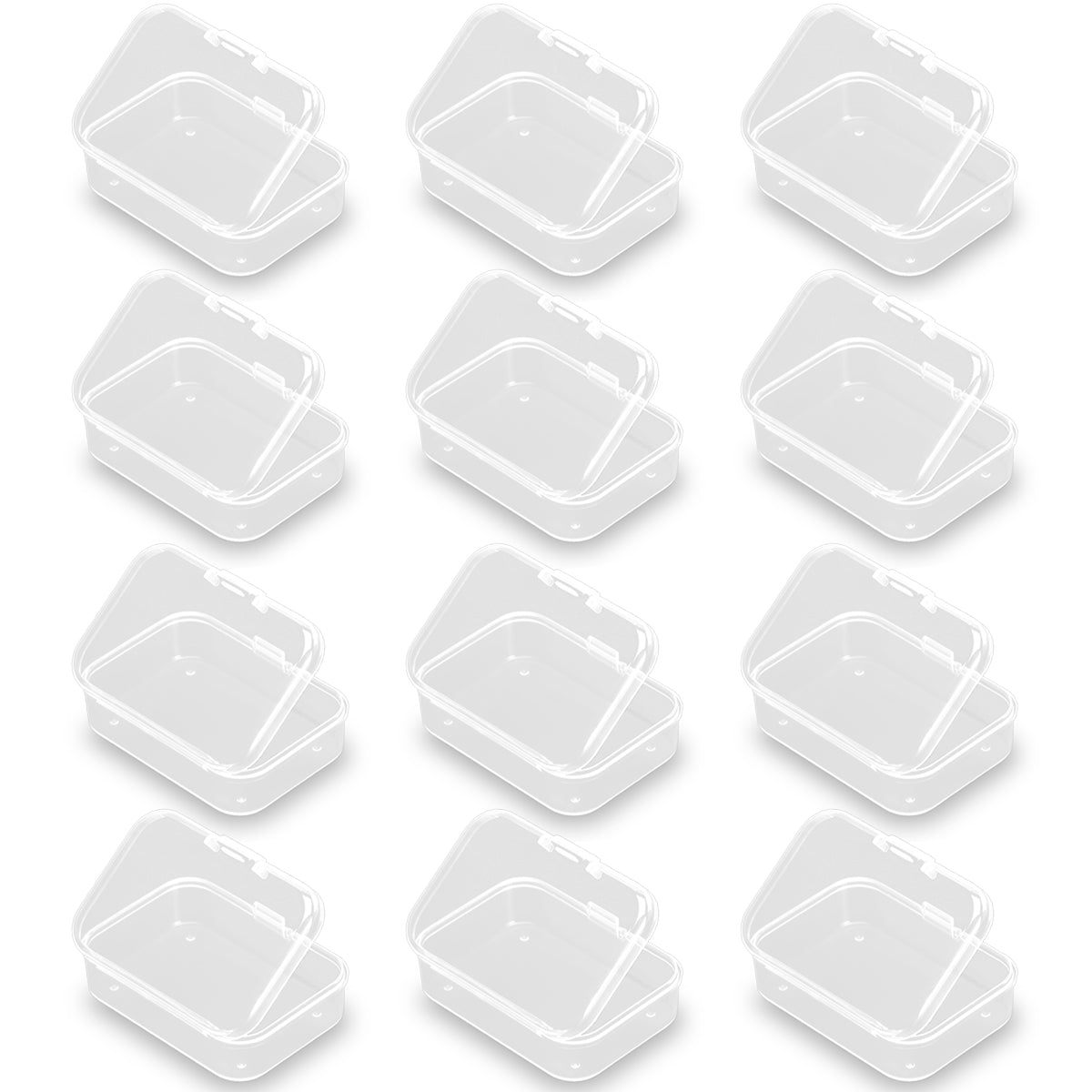 12Pack Rectangle Plastic Clear Storage Containers Box, 2.91x1.93x0.79 Inchs