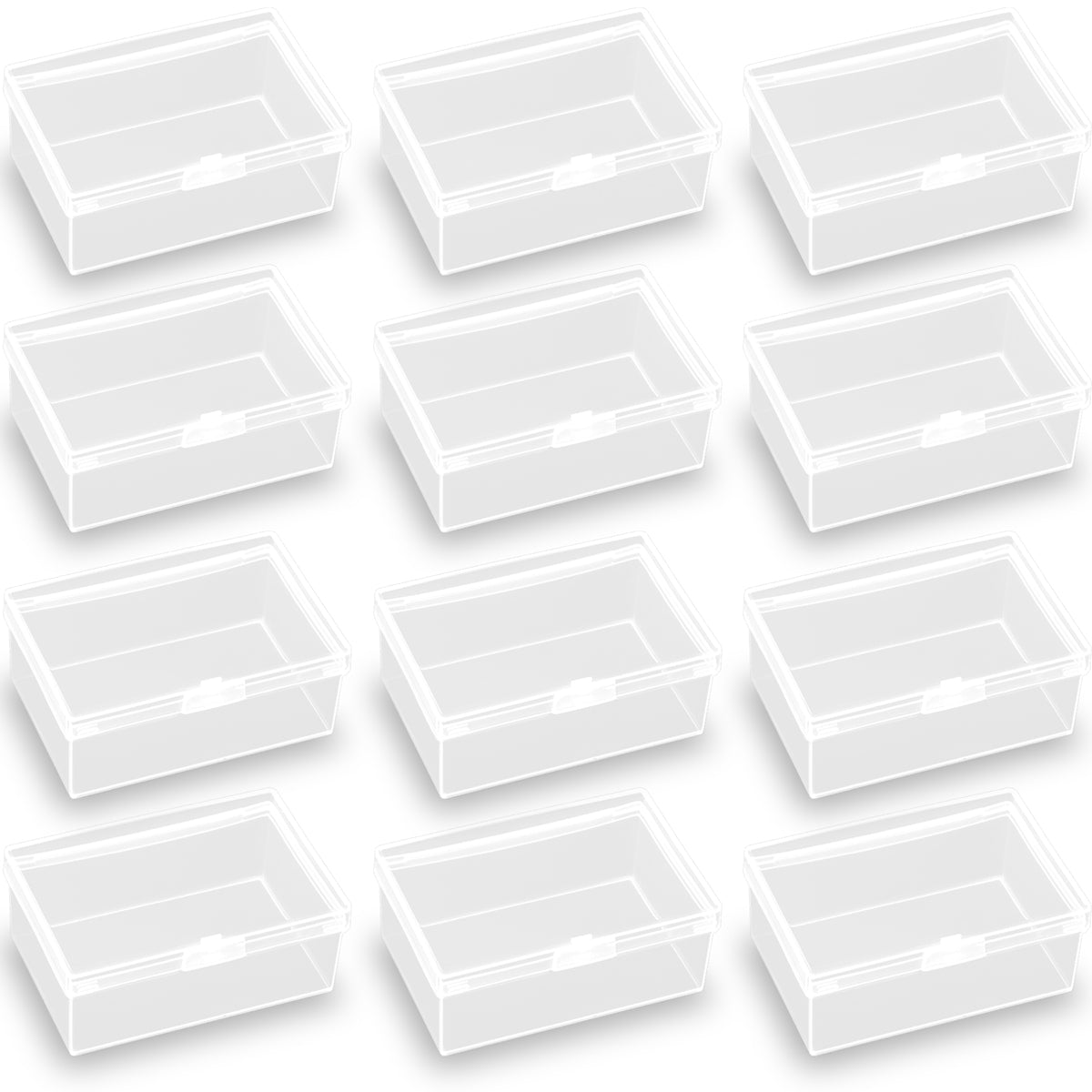 12 Pack Rectangular Clear Plastic Storage Containers, 3.39 x 2.21 x 1.38 Inchs