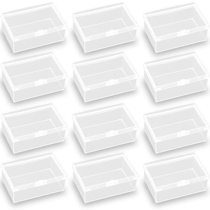 12 Pack Rectangular Clear Plastic Storage Containers, 3.39 x 2.21 x 1.38 Inchs