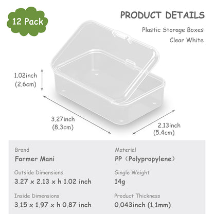 12 Pieces Clear Plastic Box Containers (3.27 x 2.13 x 1.02 inch)