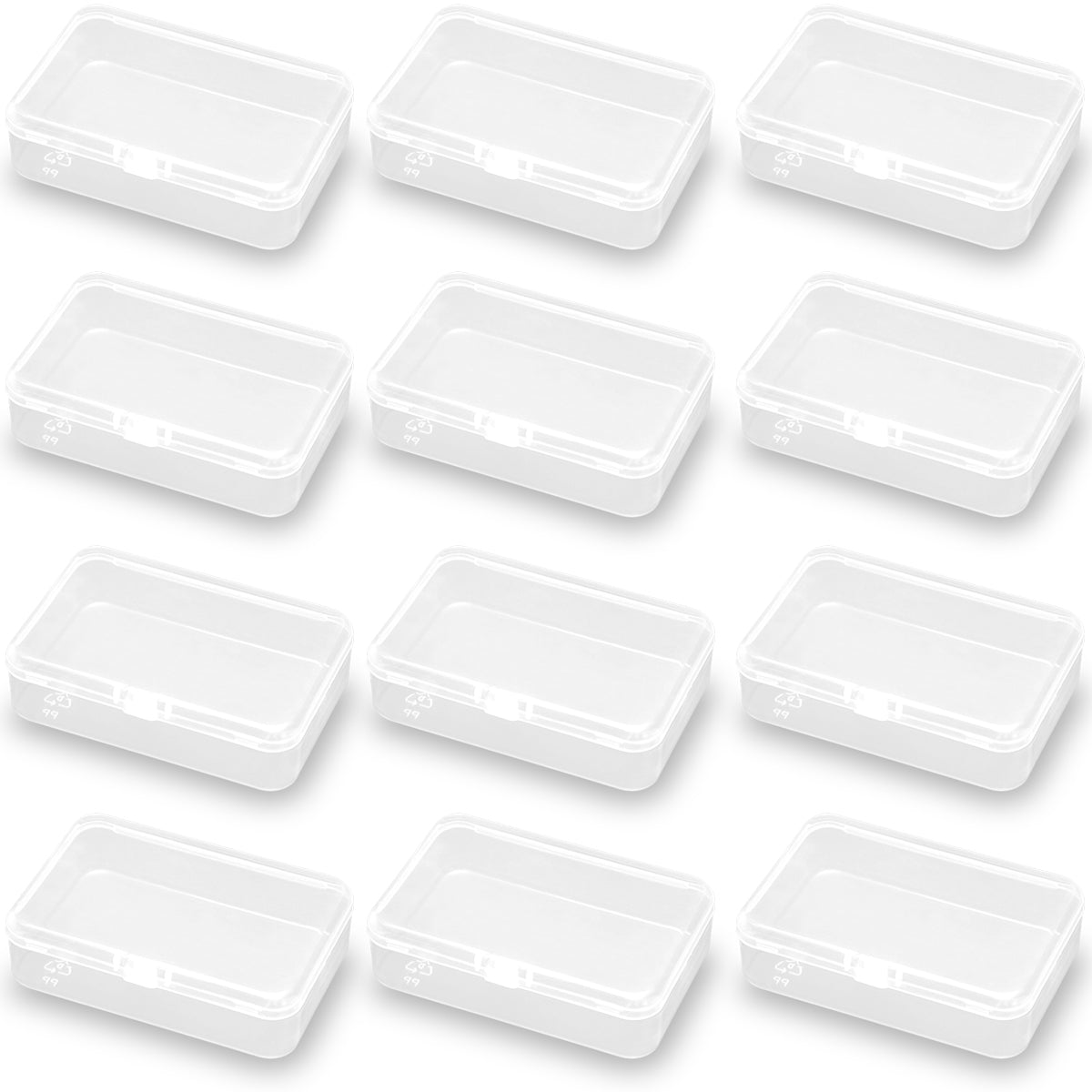 12 Pack Rectangle Clear Craft Supply Case (3.58 x 2.32 x 0.98 Inch)