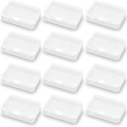 12 Pack Rectangle Clear Craft Supply Case (3.58 x 2.32 x 0.98 Inch)