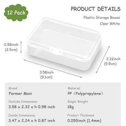 12 Pack Rectangle Clear Craft Supply Case (3.58 x 2.32 x 0.98 Inch)