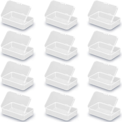 12 Pack Rectangle Plastic Clear Storage Containers Box (3.54 x 2.36 x 0.87 inch)