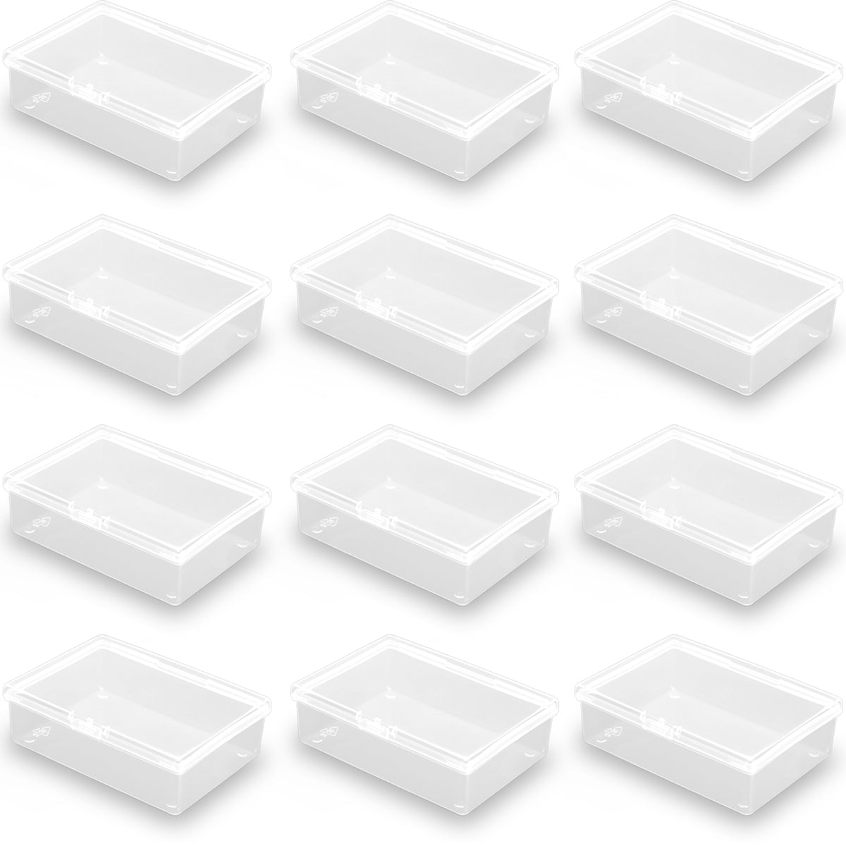 12 Pack Rectangle Clear Plastic Beads Storage Containers Box (4.02 x 2.84 x 1.3 Inch)