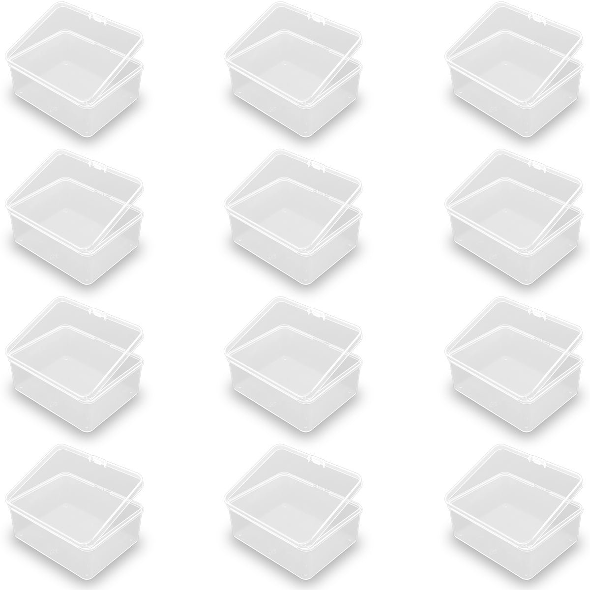 12 Pack Rectangle Clear Plastic Box Containers (3.82 x 3.03 x 1.69 Inch)