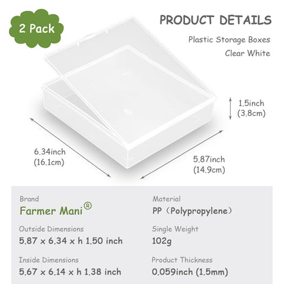 Clear Polypropylene Rectangle Beads Storage Containers Box (5.87 x 6.34 x 1.5 inch)