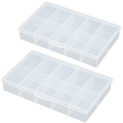 2 PCS Transparent Beads Storage Containers Box, Plastic Bead Organizers (10 Girds)