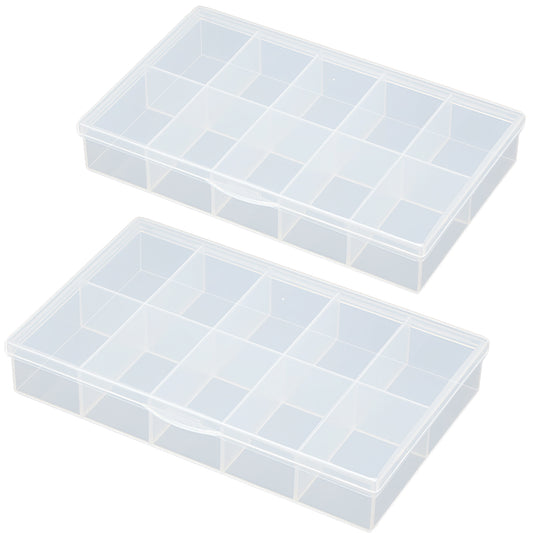 2 PCS Transparent Beads Storage Containers Box, Plastic Bead Organizers (10 Girds)