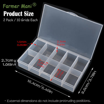 2 PCS Transparent Beads Storage Containers Box, Plastic Bead Organizers (10 Girds)