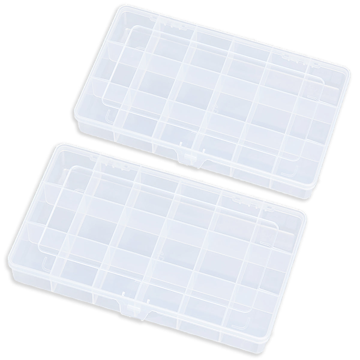 2PCS 18 Grids Transparent Plastic Divided Storage Case