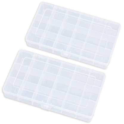 2PCS 18 Grids Transparent Plastic Divided Storage Case
