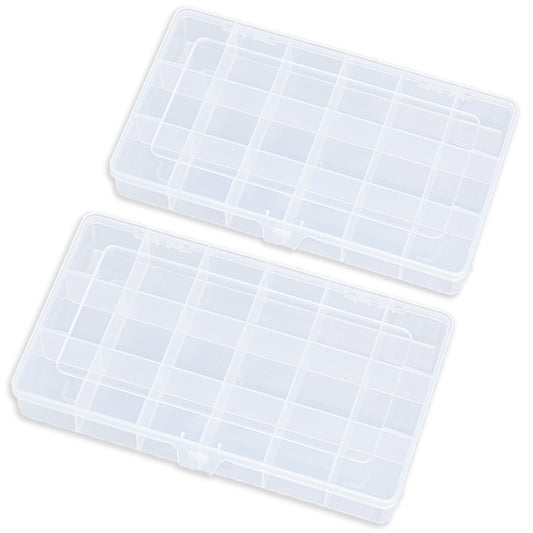 2PCS 18 Grids Transparent Plastic Divided Storage Case