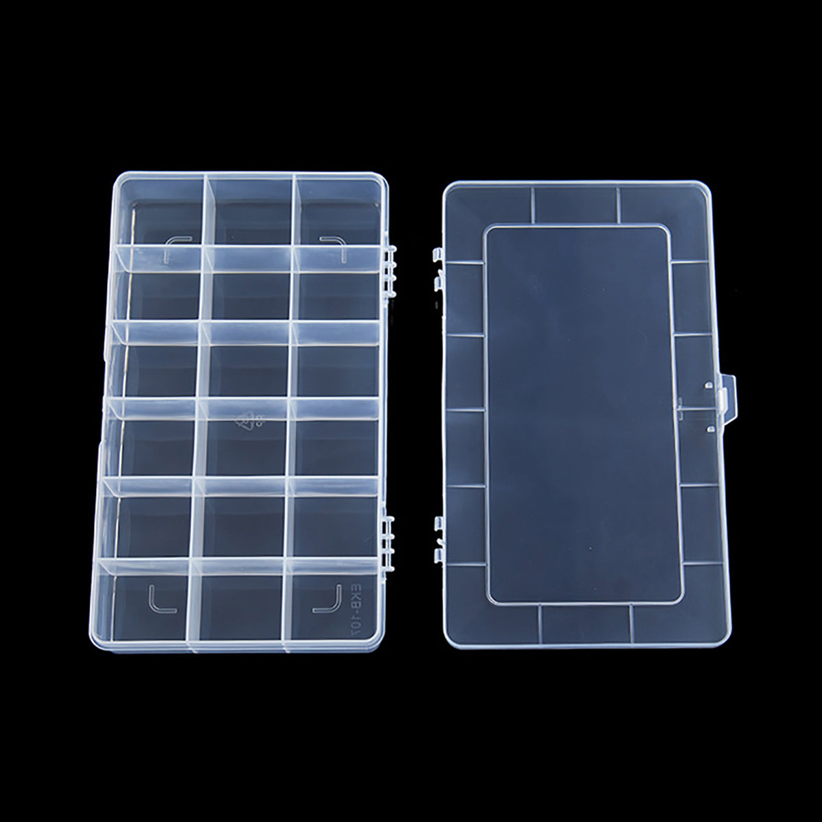 2PCS 18 Grids Transparent Plastic Divided Storage Case