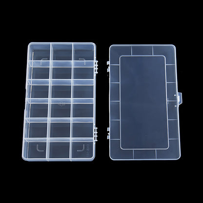 2PCS 18 Grids Transparent Plastic Divided Storage Case