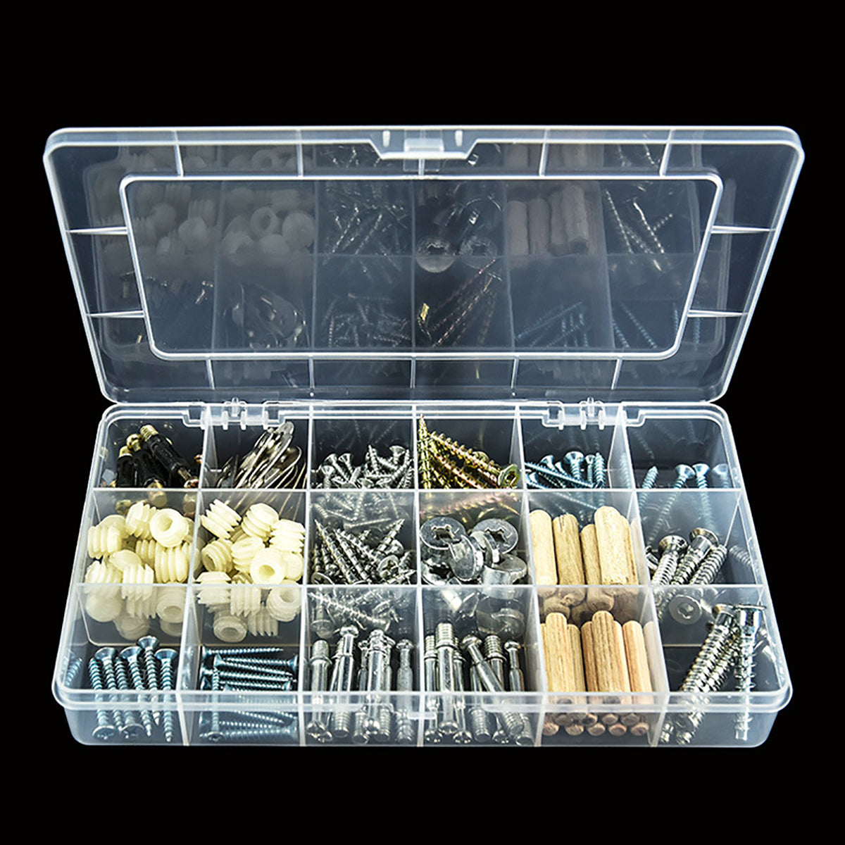 2PCS 18 Grids Transparent Plastic Divided Storage Case