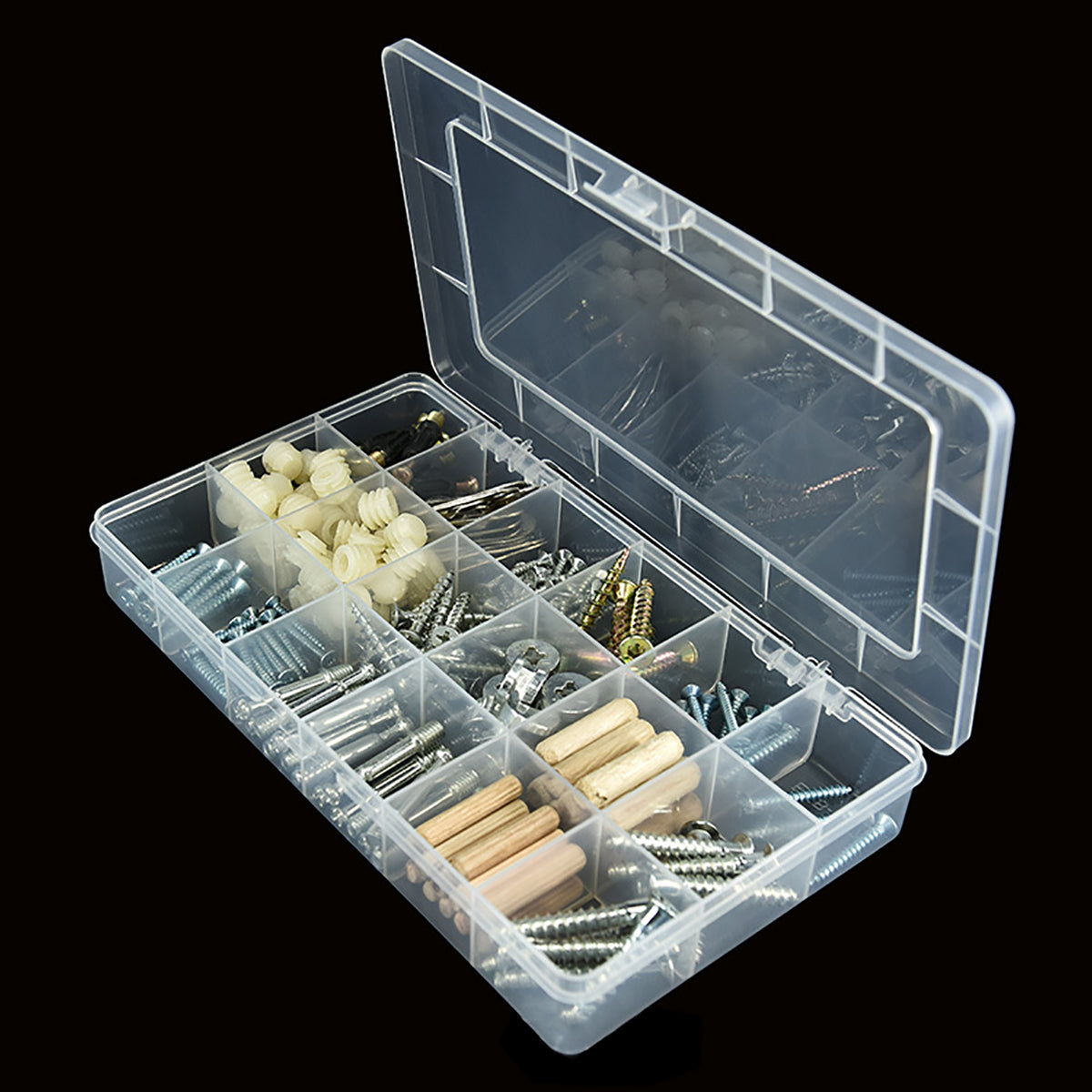 2PCS 18 Grids Transparent Plastic Divided Storage Case
