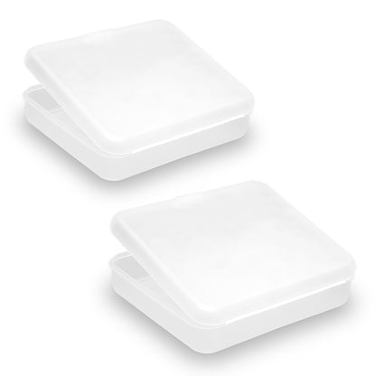 2 Pack Rectangular Clear Frosted Plastic Box Containers (6.18x5.32x1.5 Inches)