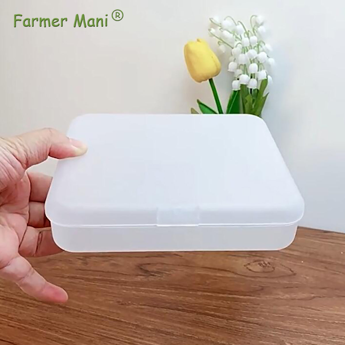 2 Pack Rectangular Clear Frosted Plastic Box Containers (6.18x5.32x1.5 Inches)