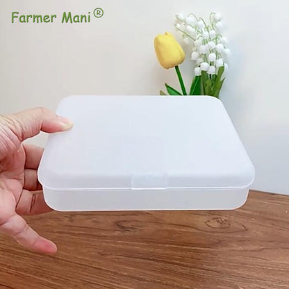 2 Pack Rectangular Clear Frosted Plastic Box Containers (6.18x5.32x1.5 Inches)