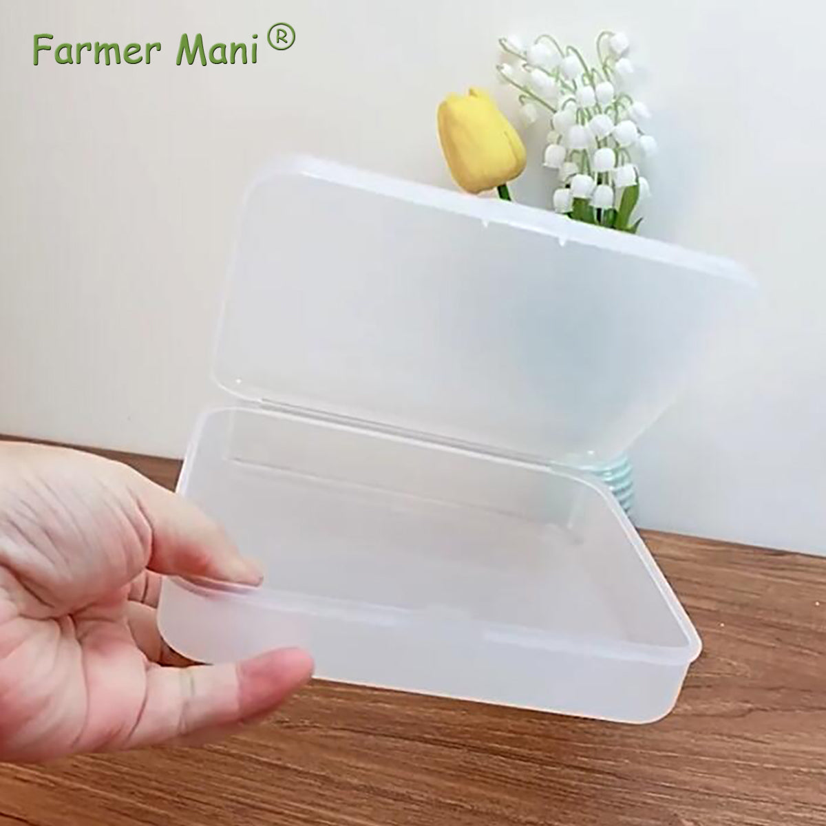 2 Pack Rectangular Clear Frosted Plastic Box Containers (6.18x5.32x1.5 Inches)
