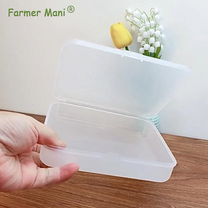 2 Pack Rectangular Clear Frosted Plastic Box Containers (6.18x5.32x1.5 Inches)