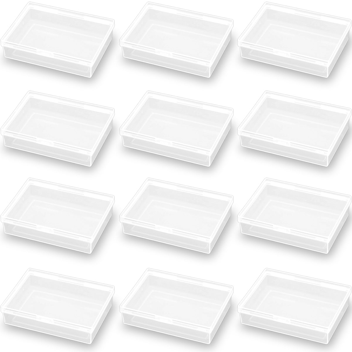 12Pcs Rectangular Clear Plastic Beads Storage Containers Box (3.74 x 2.72 x 0.95 inch)