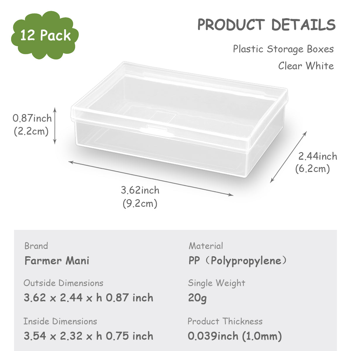 Rectangle Plastic Beads Storage Containers Box (3.62 x 2.44 x 0.87 inch) with Lid
