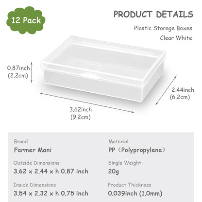 Rectangle Plastic Beads Storage Containers Box (3.62 x 2.44 x 0.87 inch) with Lid