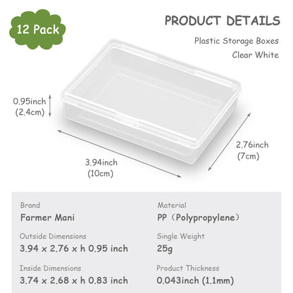 12 Pcs Clear Plastic Storage Containers (3.94 x 2.76 x 0.95 inch)