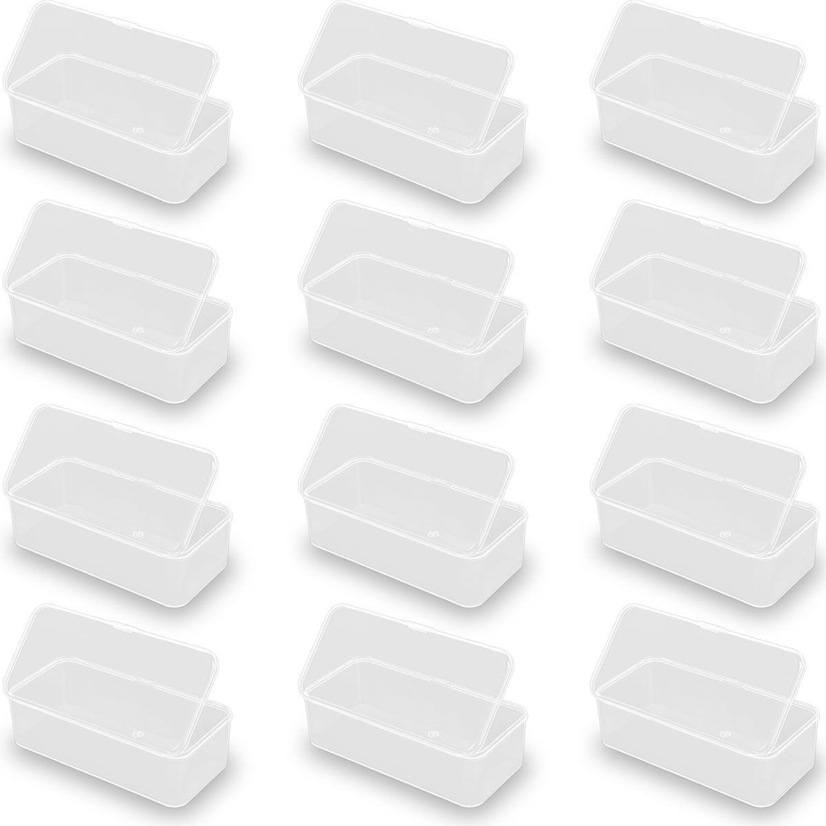 12 pcs Plastic Clear Storage Containers Box (5.39 x 2.56 x 1.69 inch)