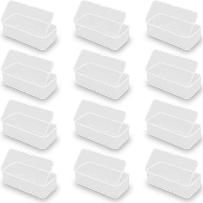 12 pcs Plastic Clear Storage Containers Box (5.39 x 2.56 x 1.69 inch)